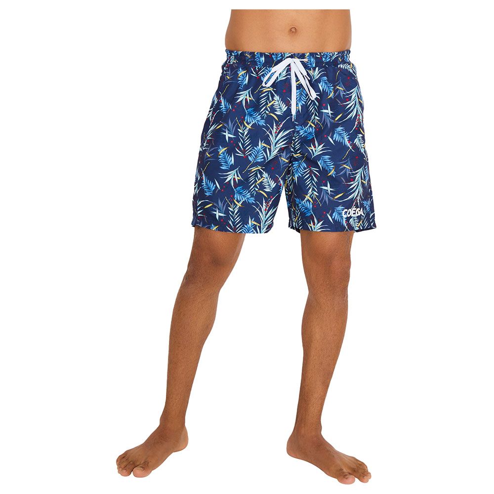 Coega Sunwear - Men's Board Shorts - Navy Hawaiian Leaves