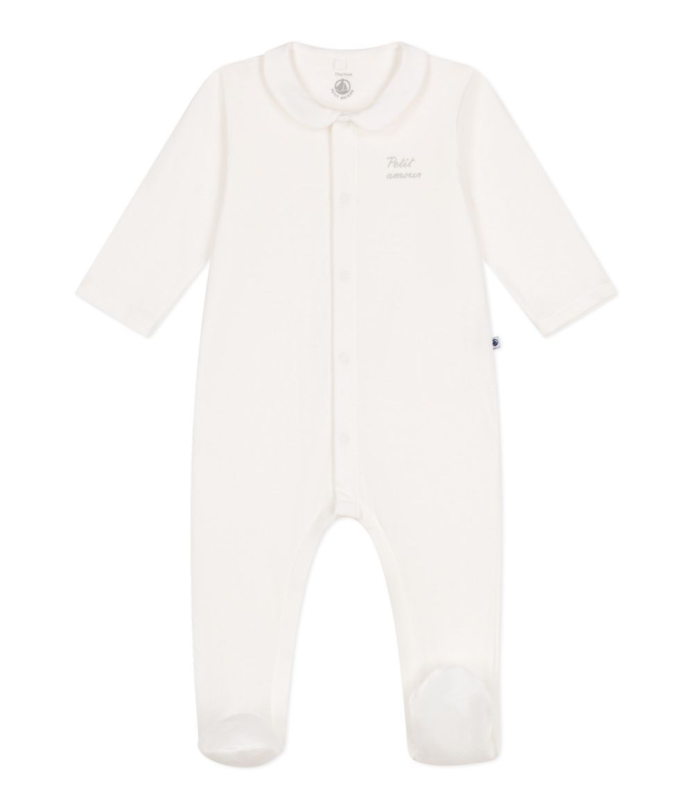 Petit Bateau - Tube Knit Baby Sleepsuit - Marshmallow White