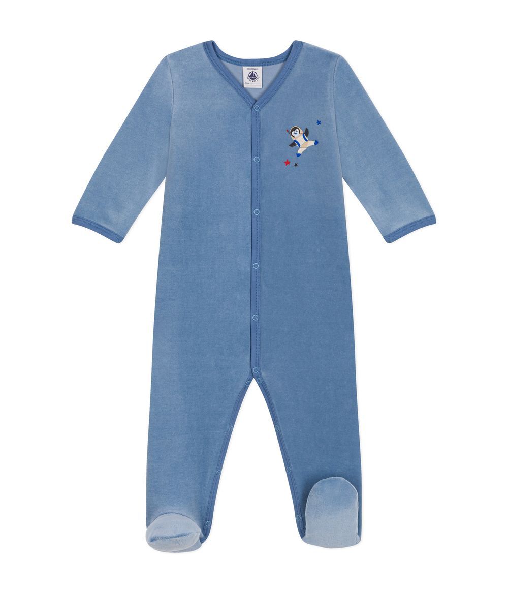 Petit Bateau - Babies' Velour Pyjamas - Beach Blue