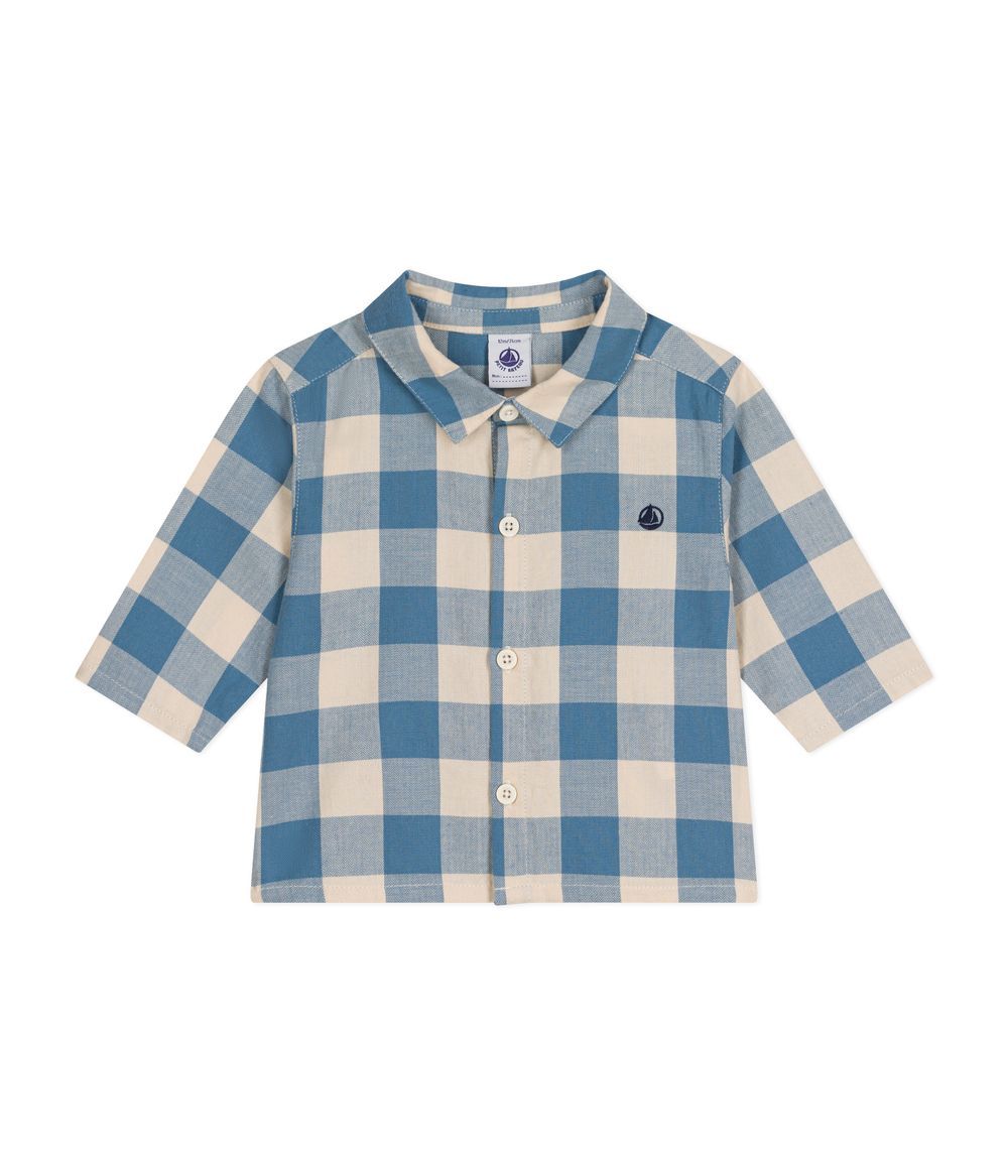 Petit Bateau - Babies' Flannel Shirt - Beach/Avalanche Blue