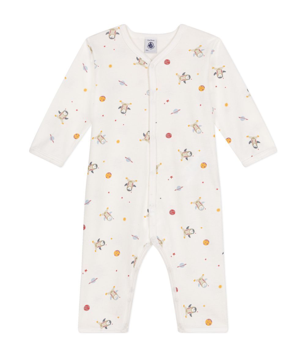 Petit Bateau - Babies' Printed Footless Cotton Sleepsuit - Marshmallow White