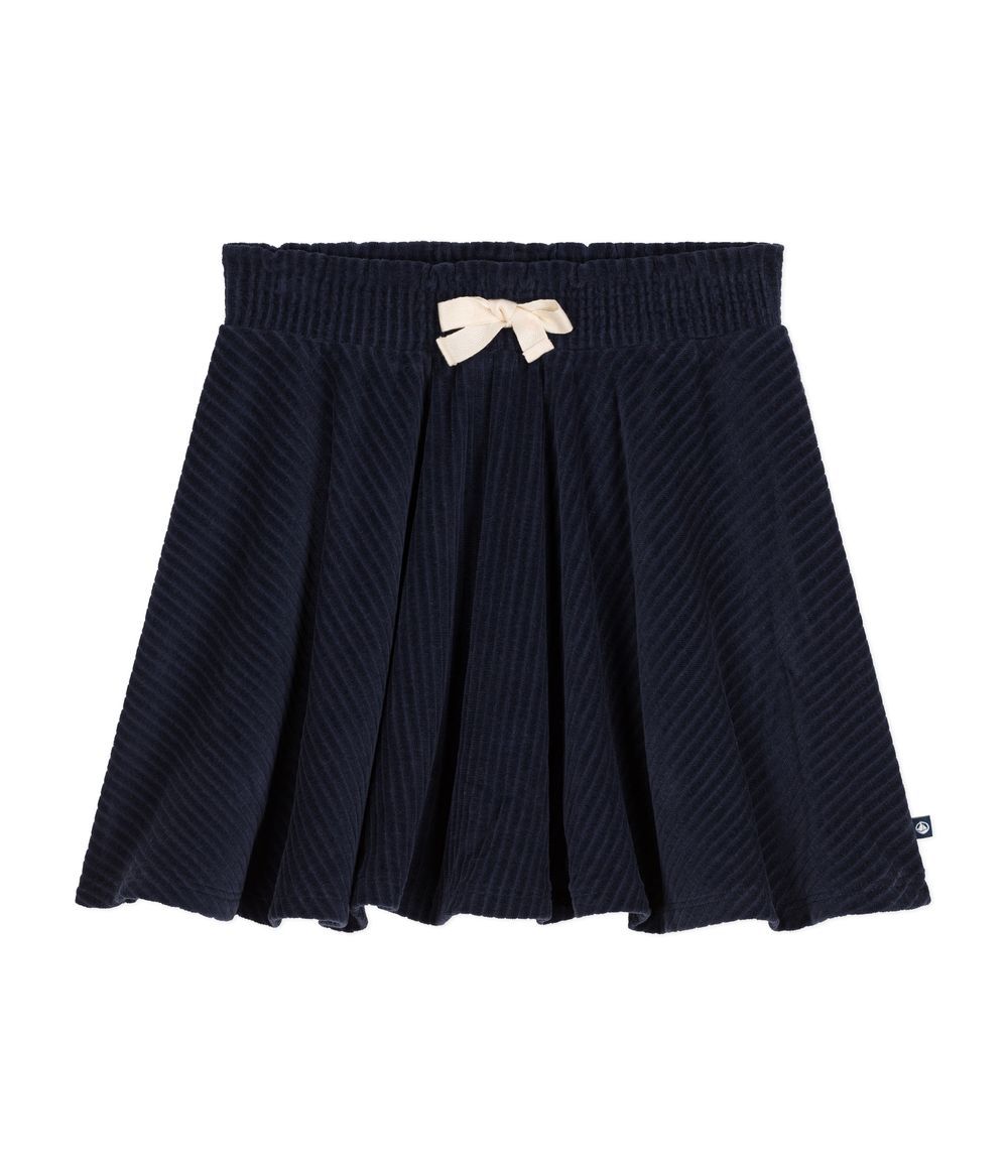 PETIT BATEAU - Girls' Terry Velour Skirts - Smoking Blue