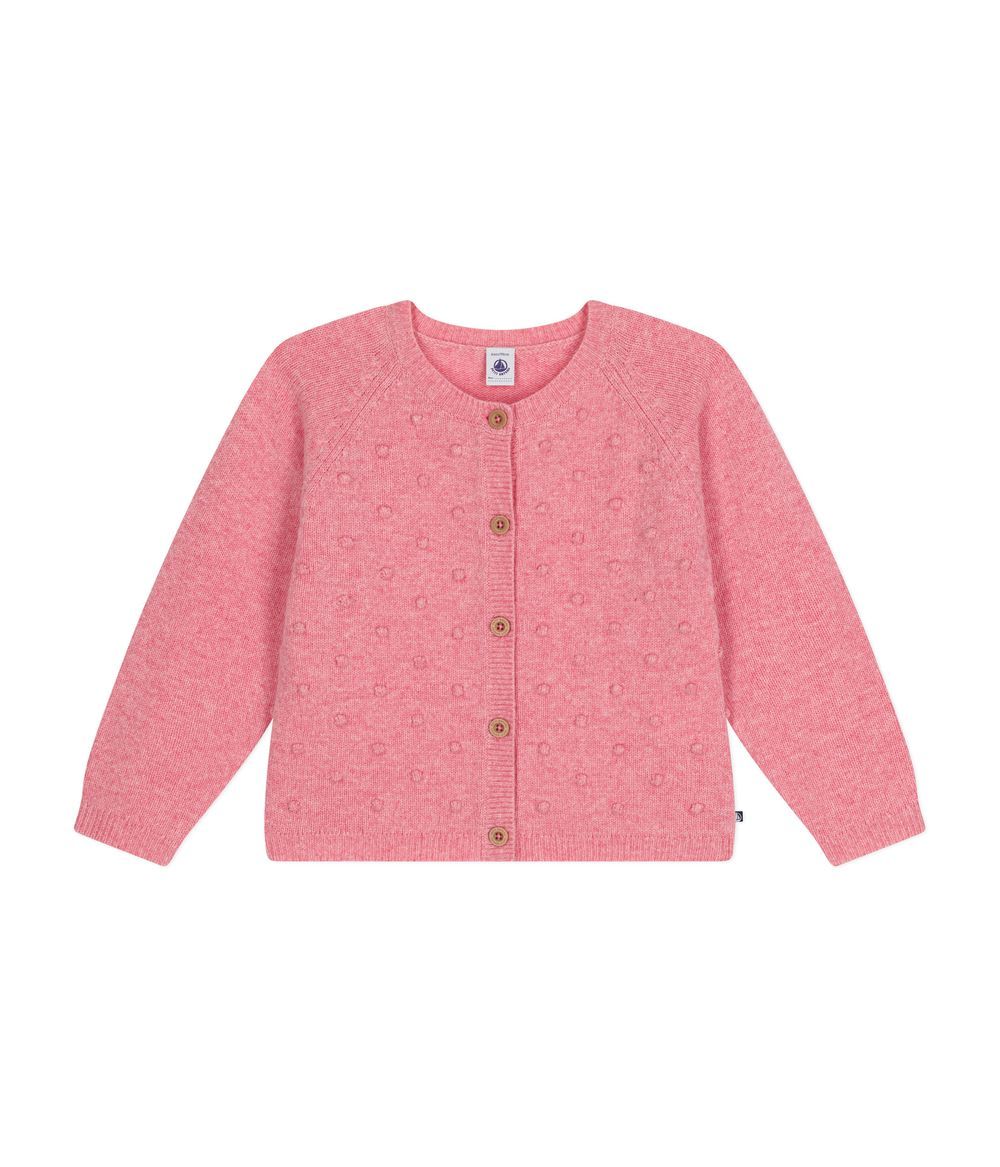 Petit Bateau - Wool Cardigan For Little Girls - Roseline Chine Pink