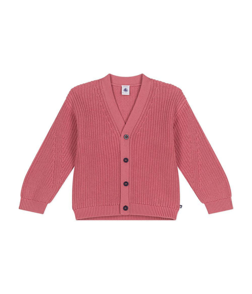 PETIT BATEAU - Little Girls' Cotton Cardigan - Rosewood Pink