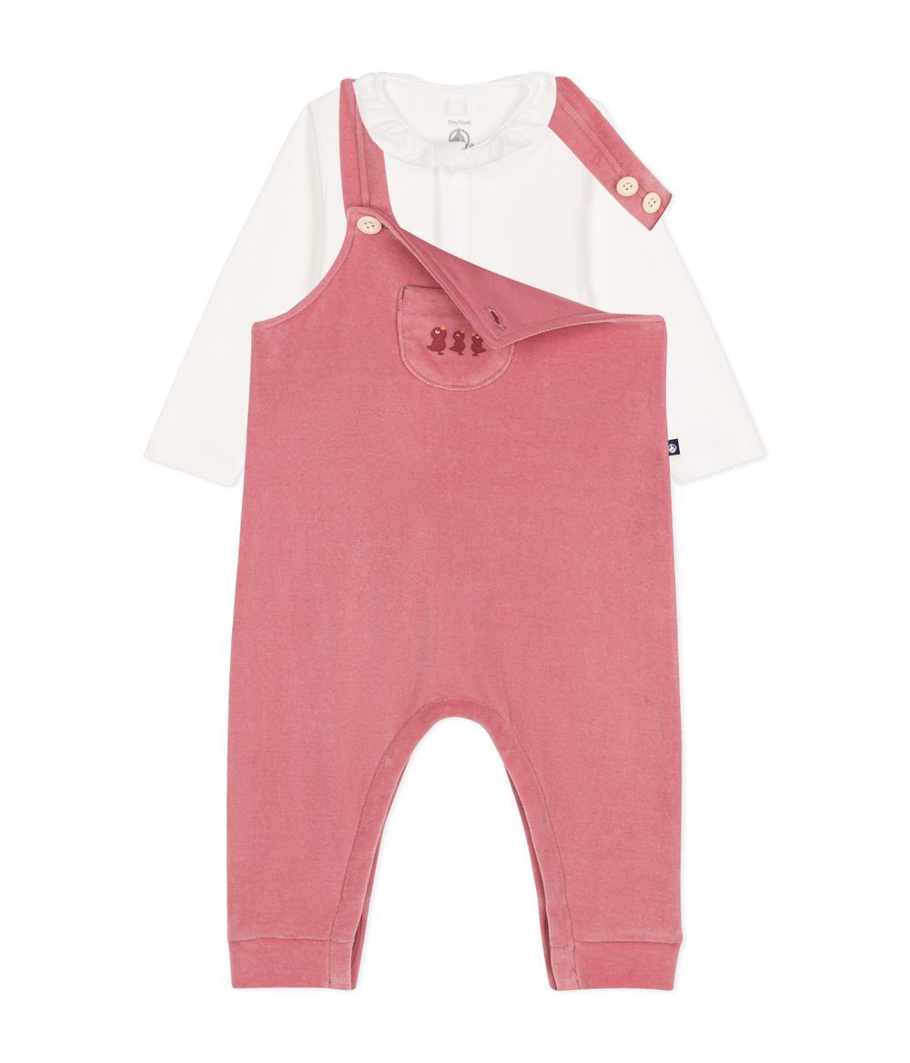 Petit Bateau - Babies' Velour Dungaree Set