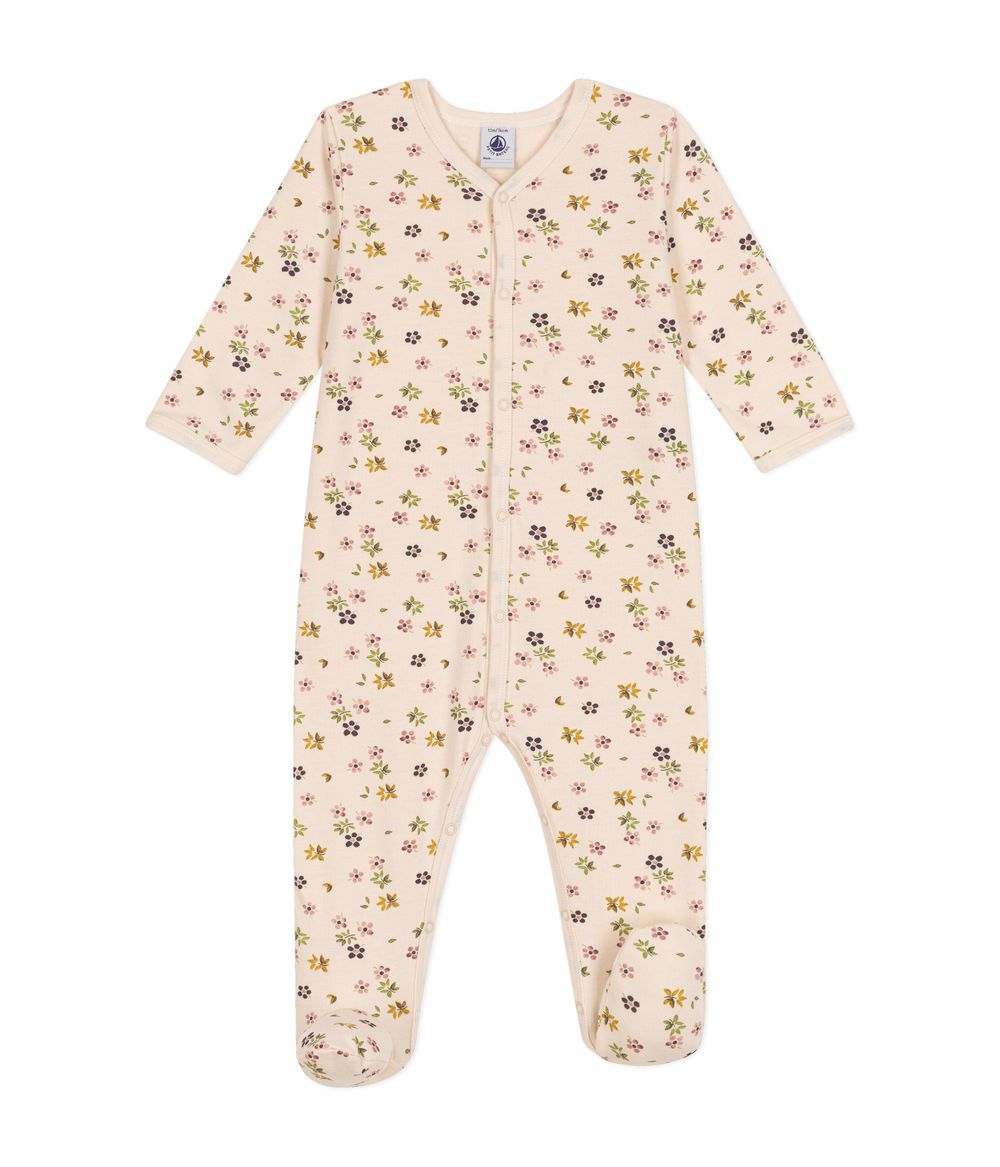 Petit Bateau - Babies' Floral Print Brushed Fleece Pyjamas