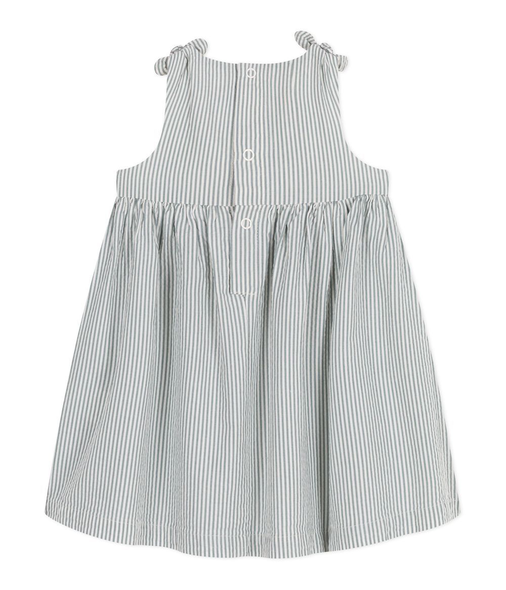 Petit Bateau - Babies' Sleeveless Stripy Cotton Dress - Grey