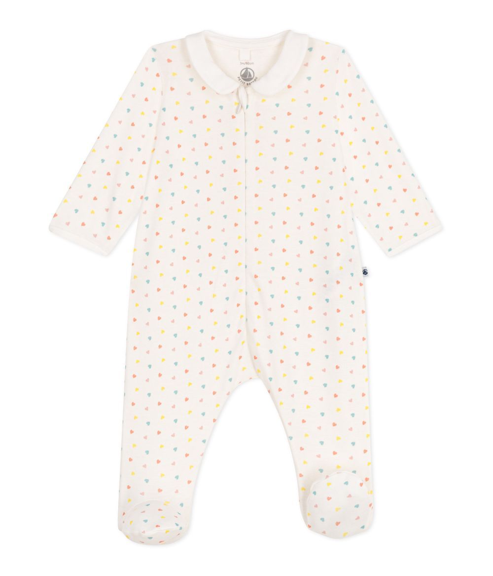 Petit Bateau - Baby's Zip-Up Cotton Pyjama - Marshmallow White