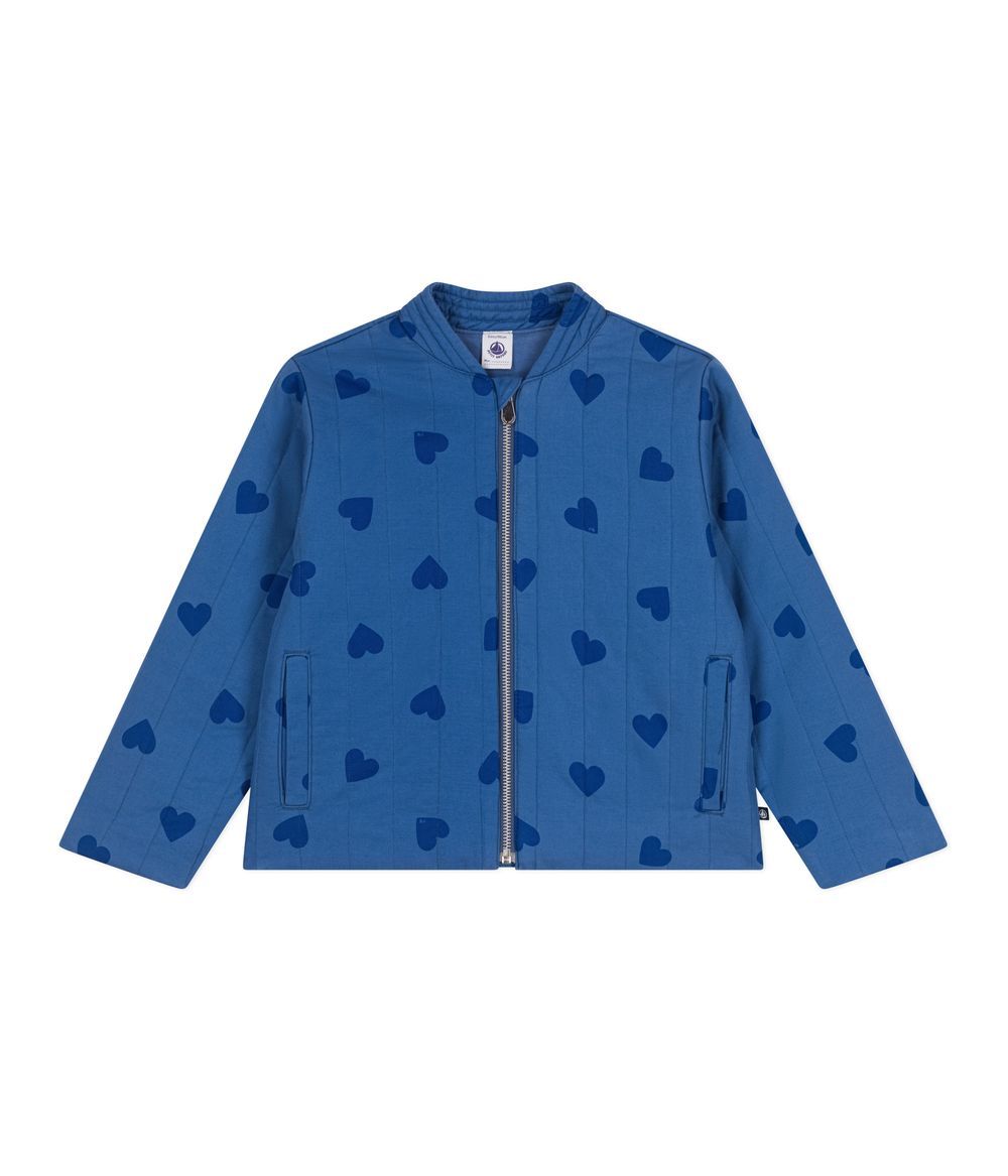 Petit Bateau - Girl's Heart Printed Jacket - Alaska Fonce/Medieval Blue