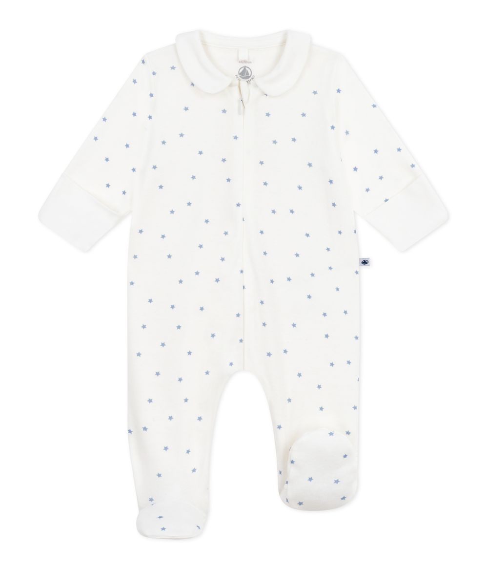 Petit Bateau - Baby's Star Printed Pyjama - Marshmallow White/Alaska Blue