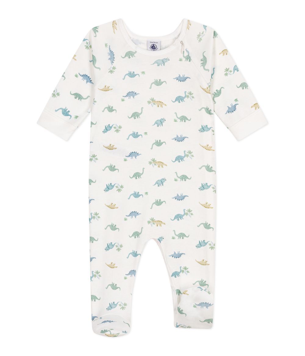 Petit Bateau - Baby Cotton Pyjamas With Dinosaurs - Marshmallow White