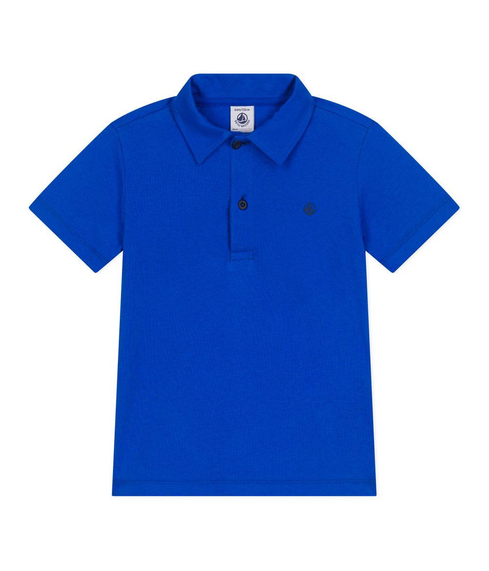 Petit Bateau - Kids Plain Short-Sleeved Polo T-Shirt - Perse Blue