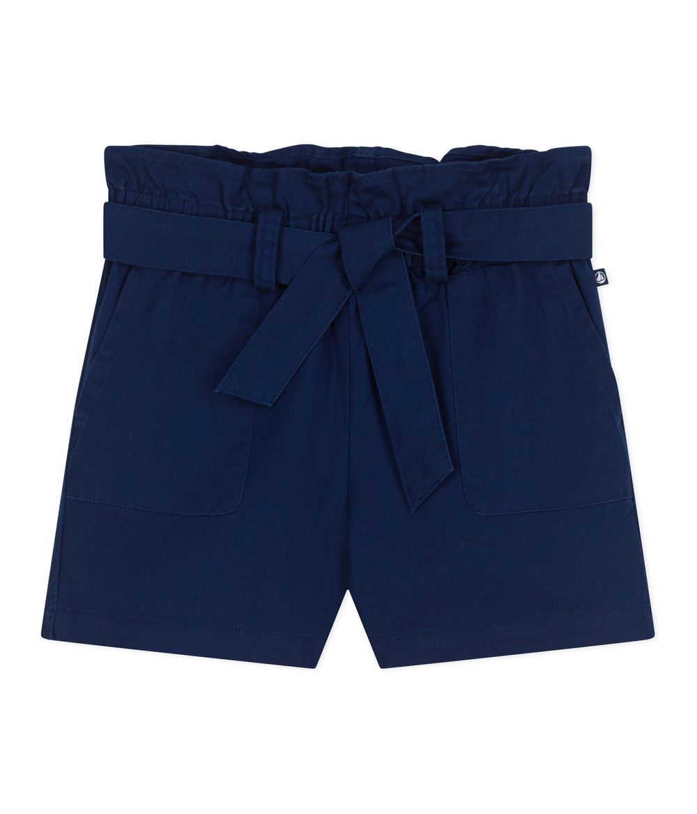 Petit Bateau - Girl's Plain Cotton Shorts - Medieval Blue