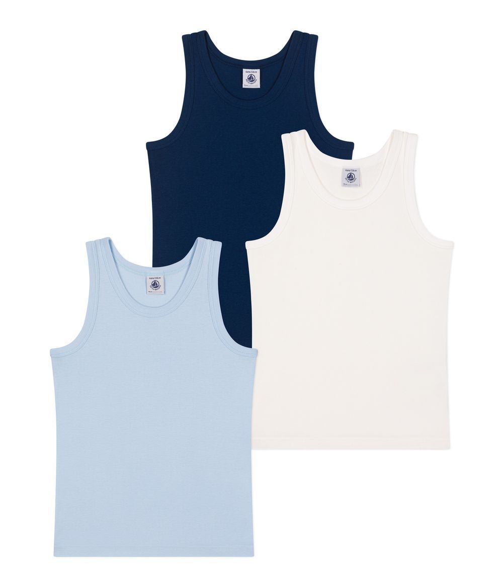 Petit Bateau - Plain Cotton Tank Tops For Children Pack Of 3