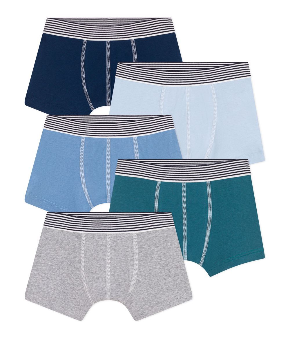 Petit Bateau - Plain Cotton Boxers For Children Pack Of 5