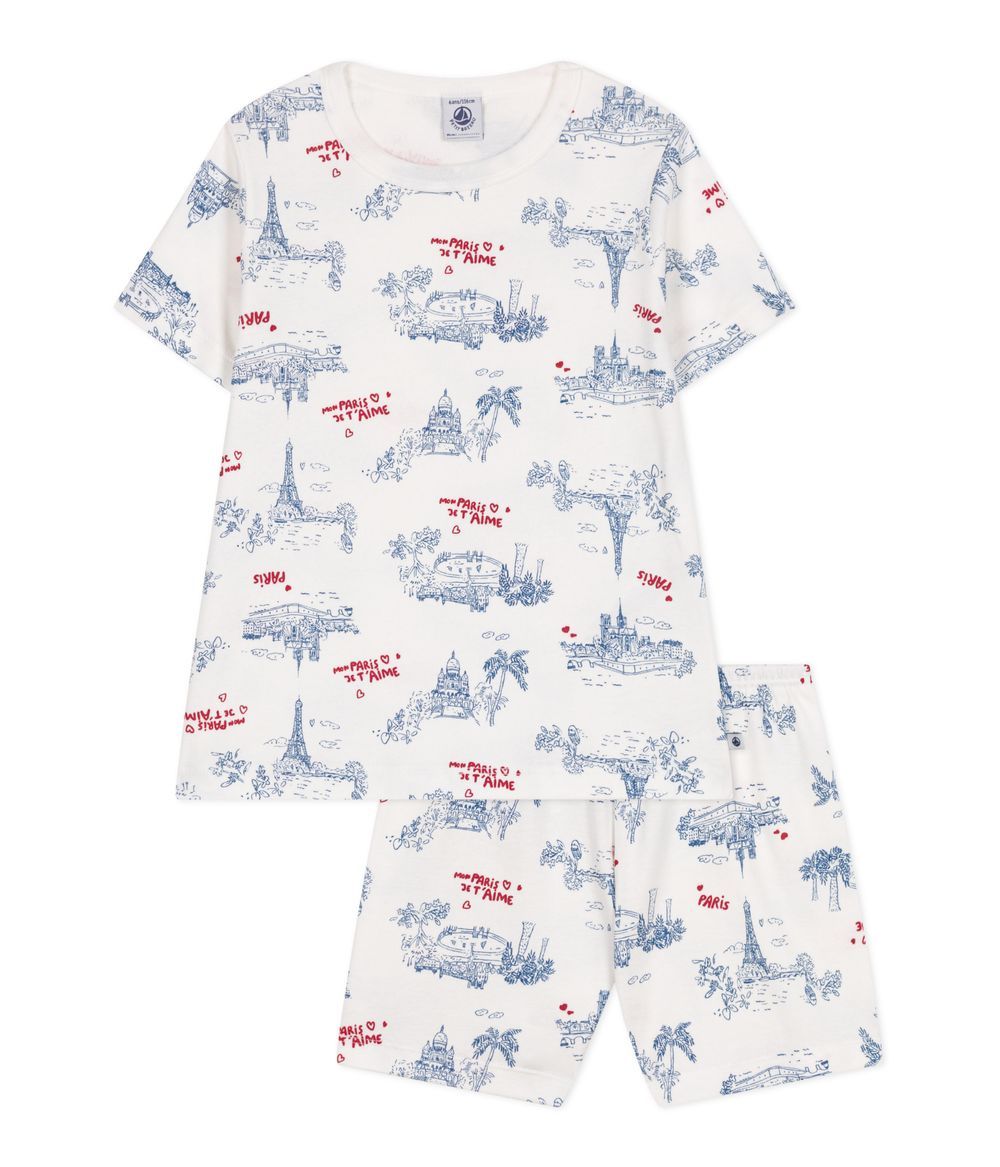 Petit Bateau - Children's Short Cotton Pyjamas - Paris Print