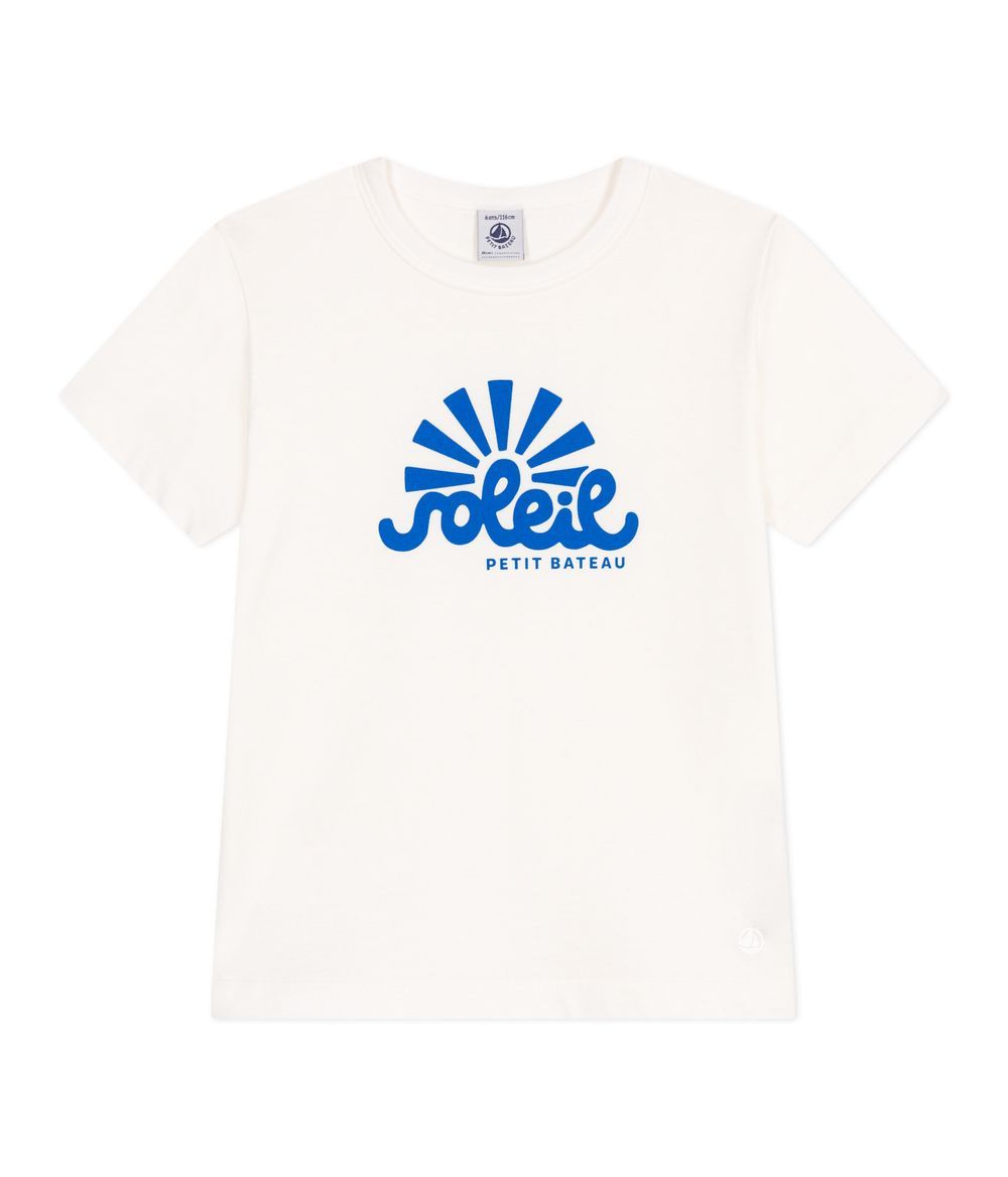 Petit Bateau - Children's Printed Short-Sleeved Cotton T-Shirt - White/Blue