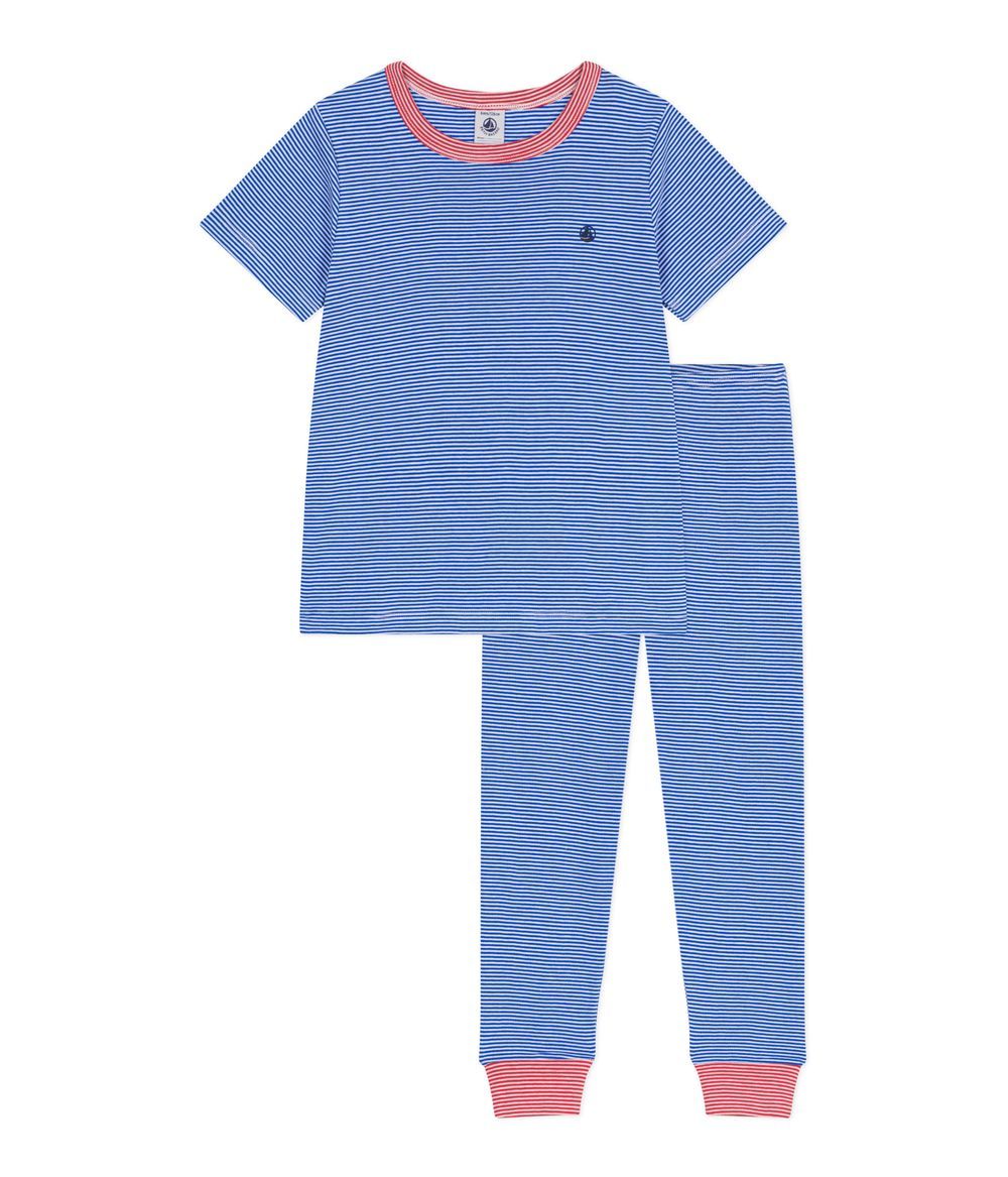 Petit Bateau - Children's Stripy Cotton Pyjamas - Perse Blue