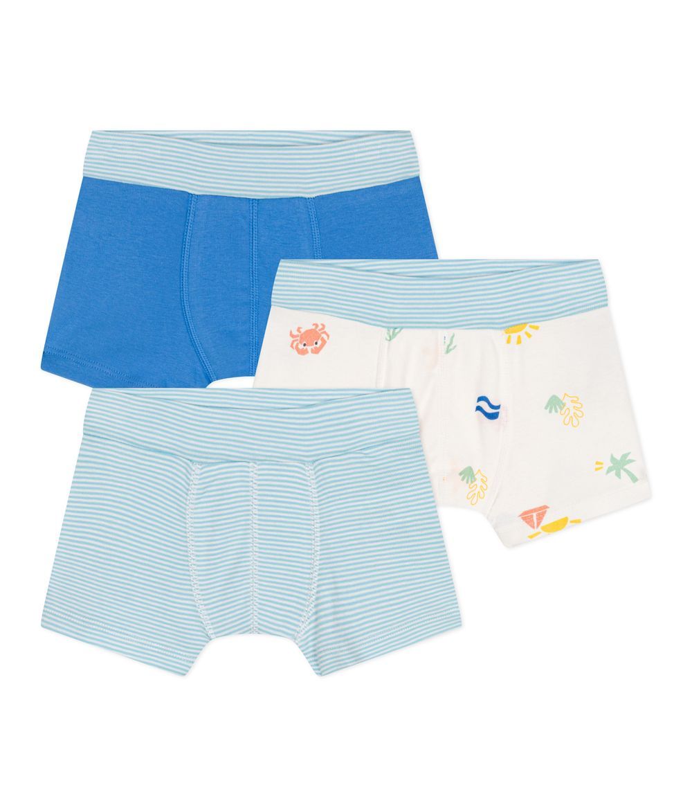 Petit Bateau - Children's Printed Cotton Boxers With A Covered Waistband - 3 Pcs