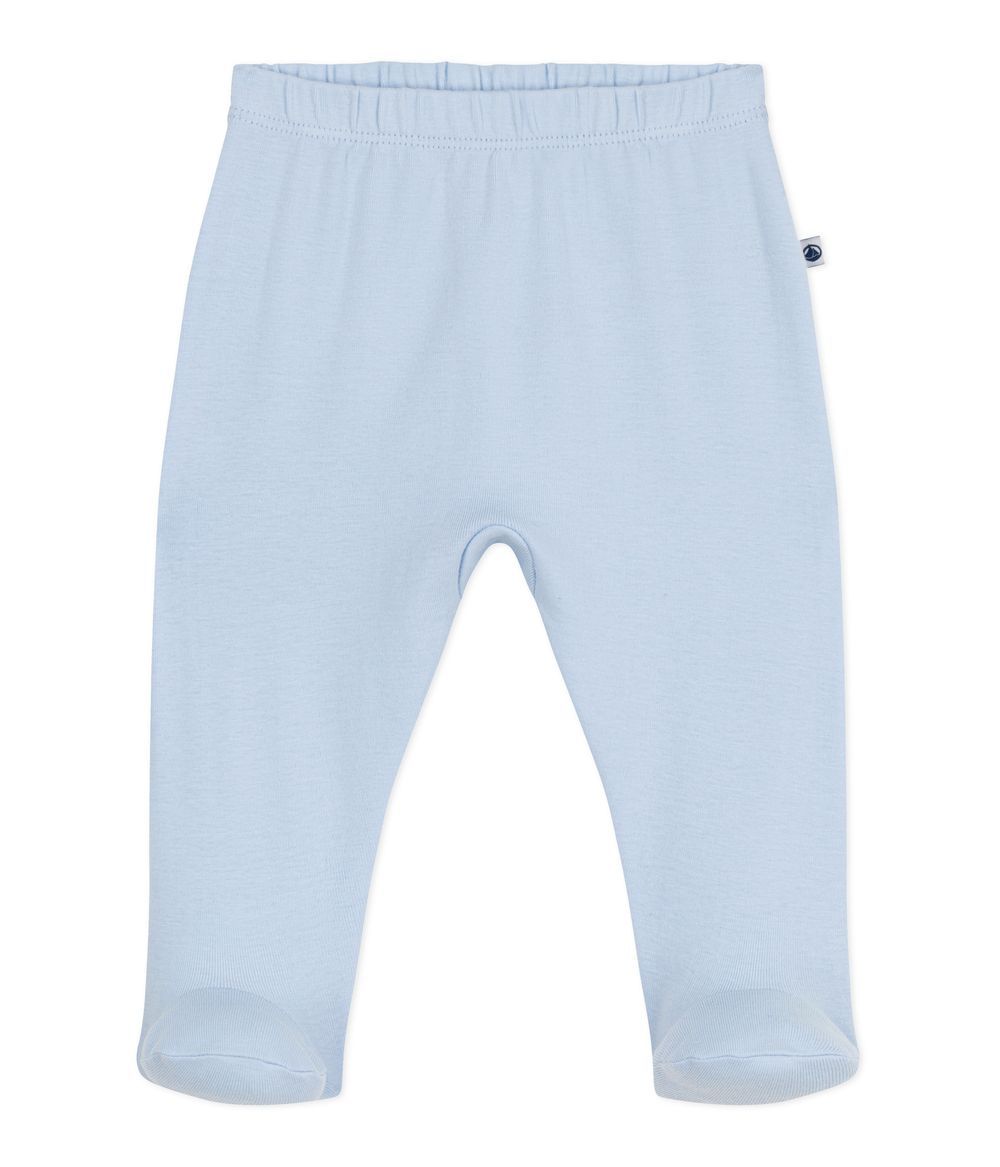 Petit Bateau - Boy's Plain Cotton Footed Pants - Toudou Blue