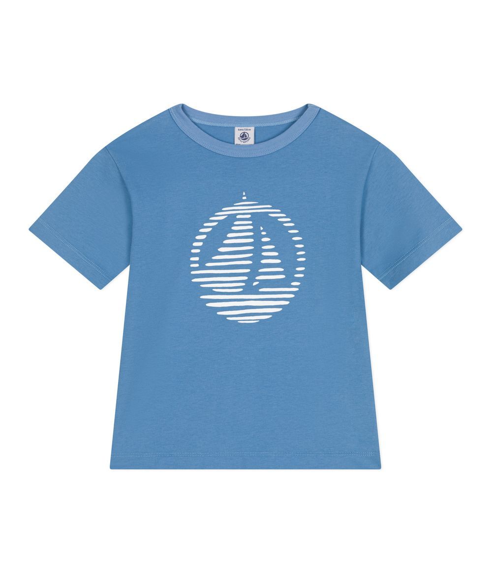 Petit Bateau - Children's Printed Short-sleeved Cotton T-Shirt - Alaska Blue