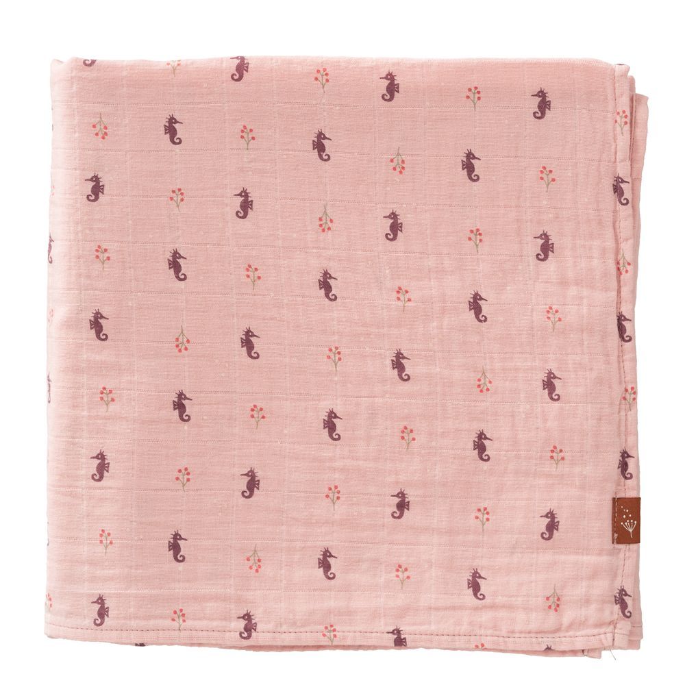 Fresk - Baby Swaddle - Seahorse - Pink - 120x120cm