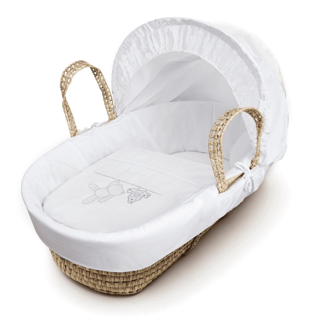 Kinder Valley - Wash Day Palm Moses Basket - Teddy - White