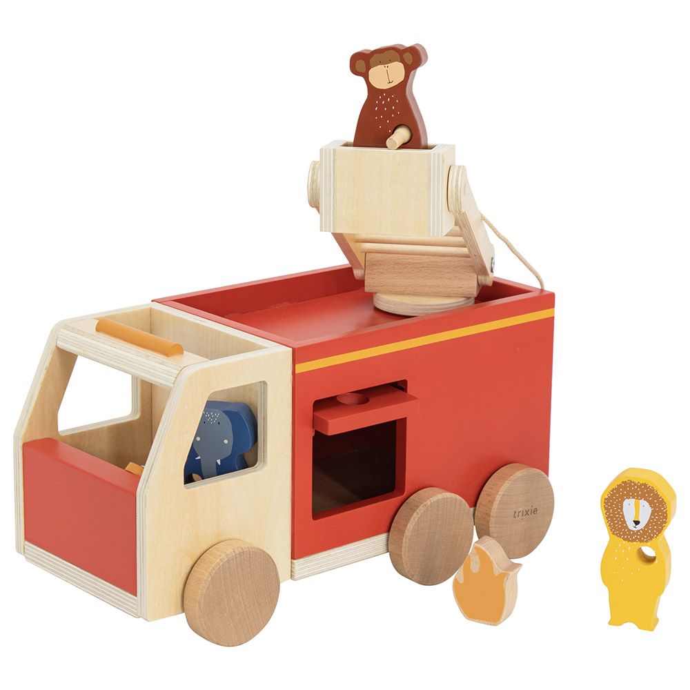 Trixie - Wooden Fire Truck - Red