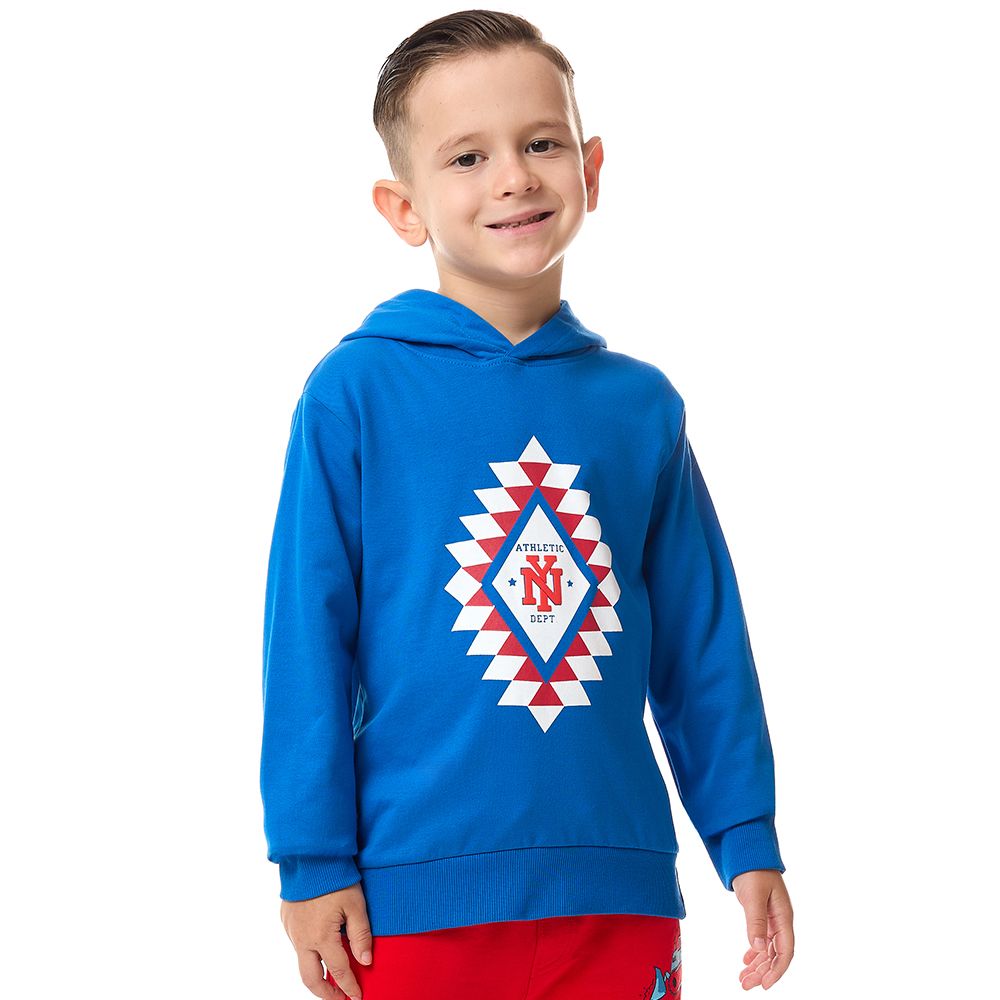 Victor and Jane - Boys' Cotton Hoodie - Royal Blue