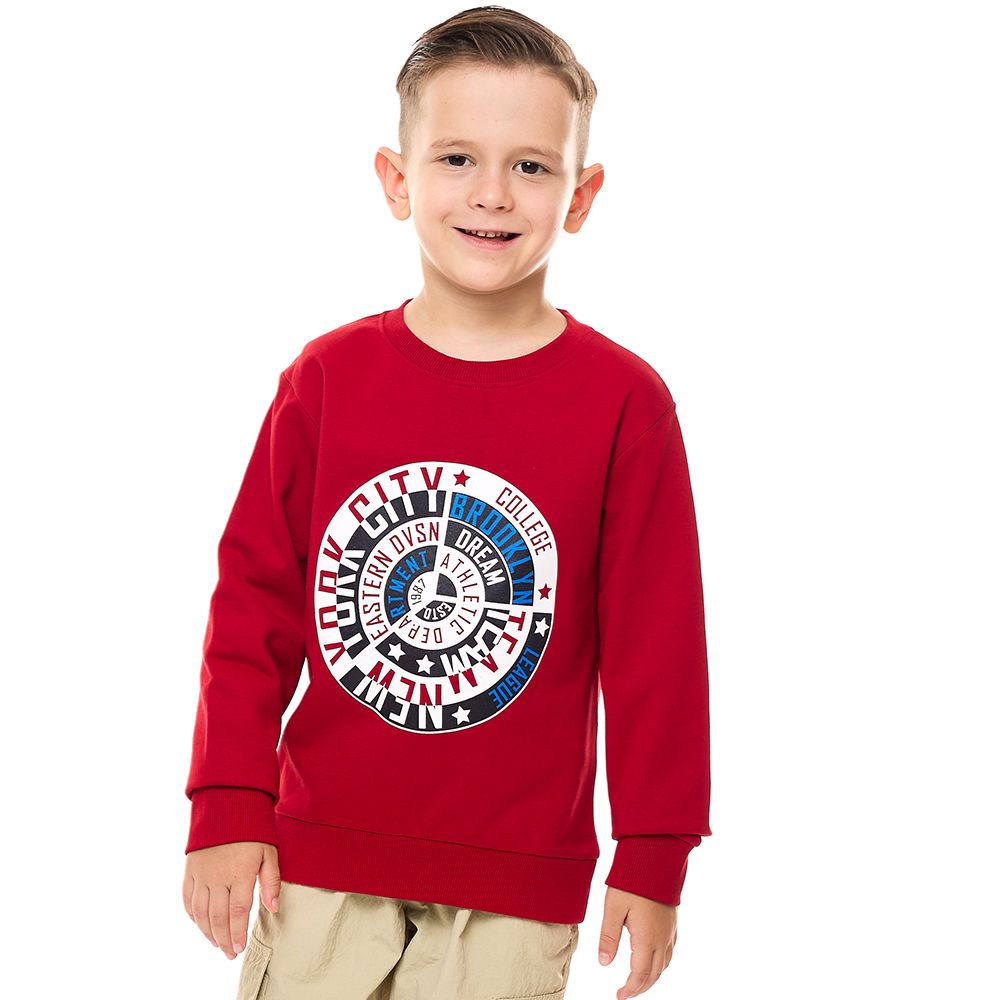 Victor and Jane - Boys' Cotton Sweatshirt - Maroon