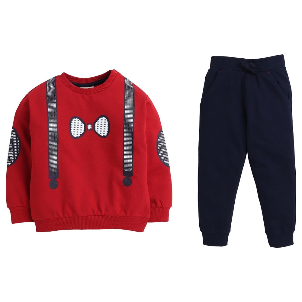 Victor and Jane - 2pc-Set - Boys' Sweatshirt And Joggers - Red/Navy