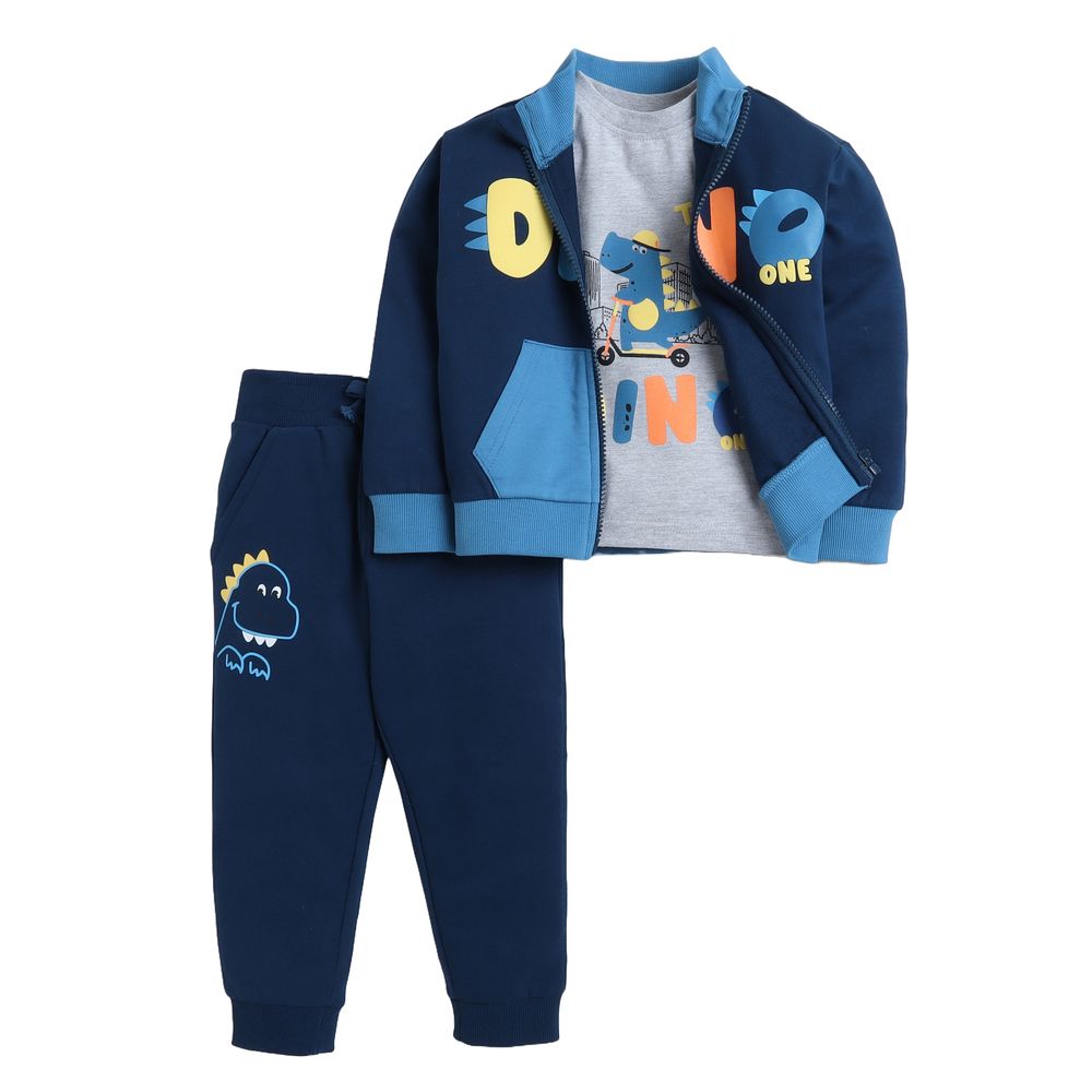 Victor and Jane - 3pc-Set - Tracksuit Set - Gray Mil & Navy