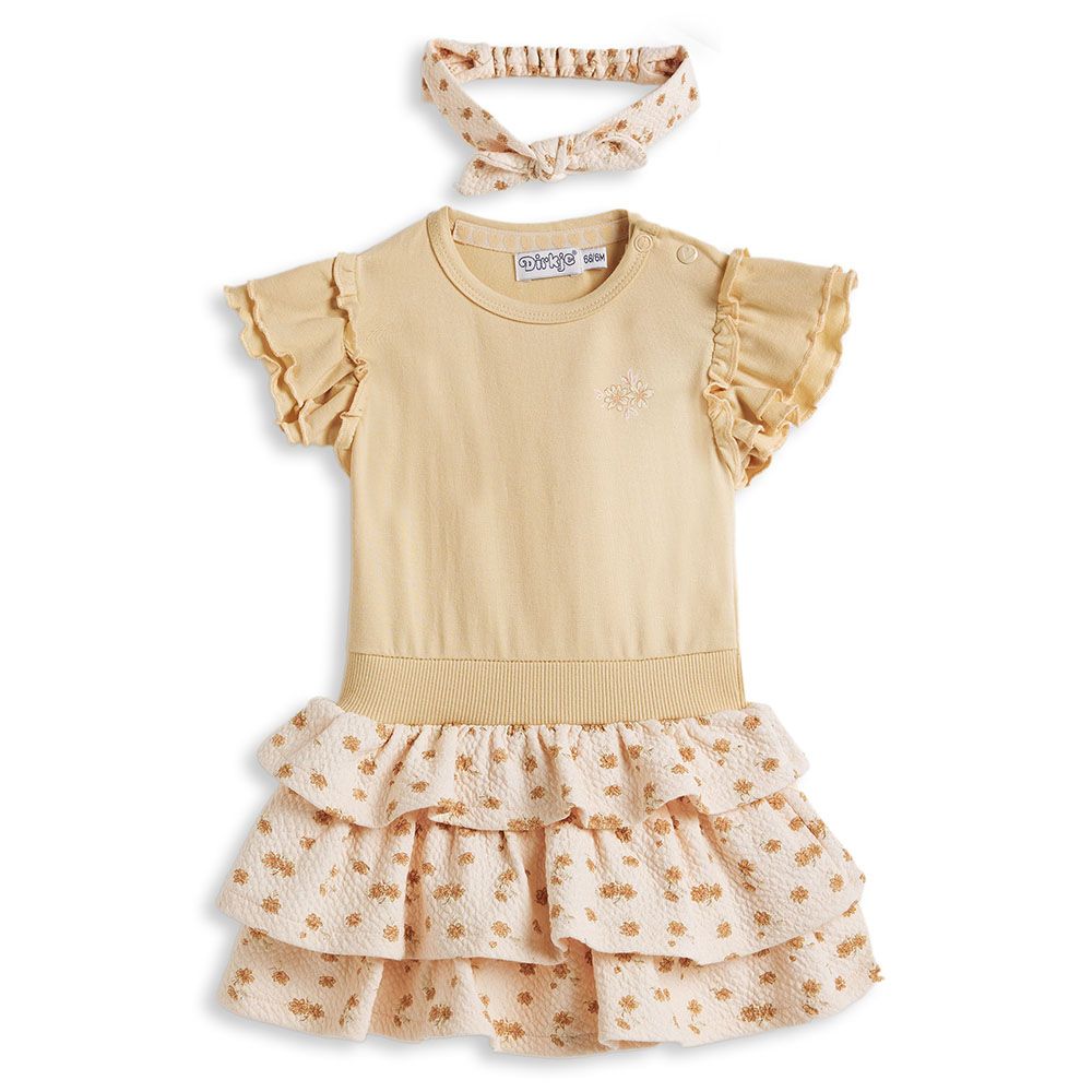 Dirkje - Girl's Dress With Headband - Beige