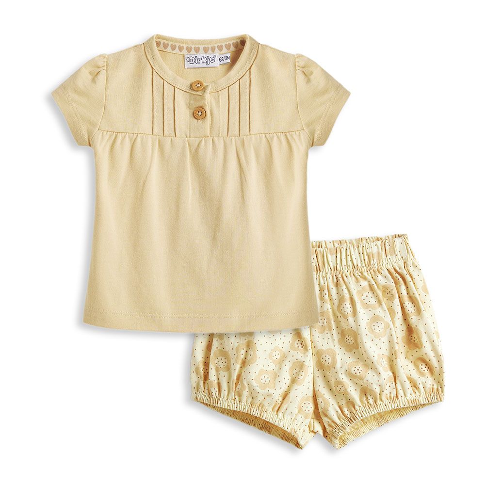 Dirkje - 2pc-Set - Girl's Top And Shorts - Beige