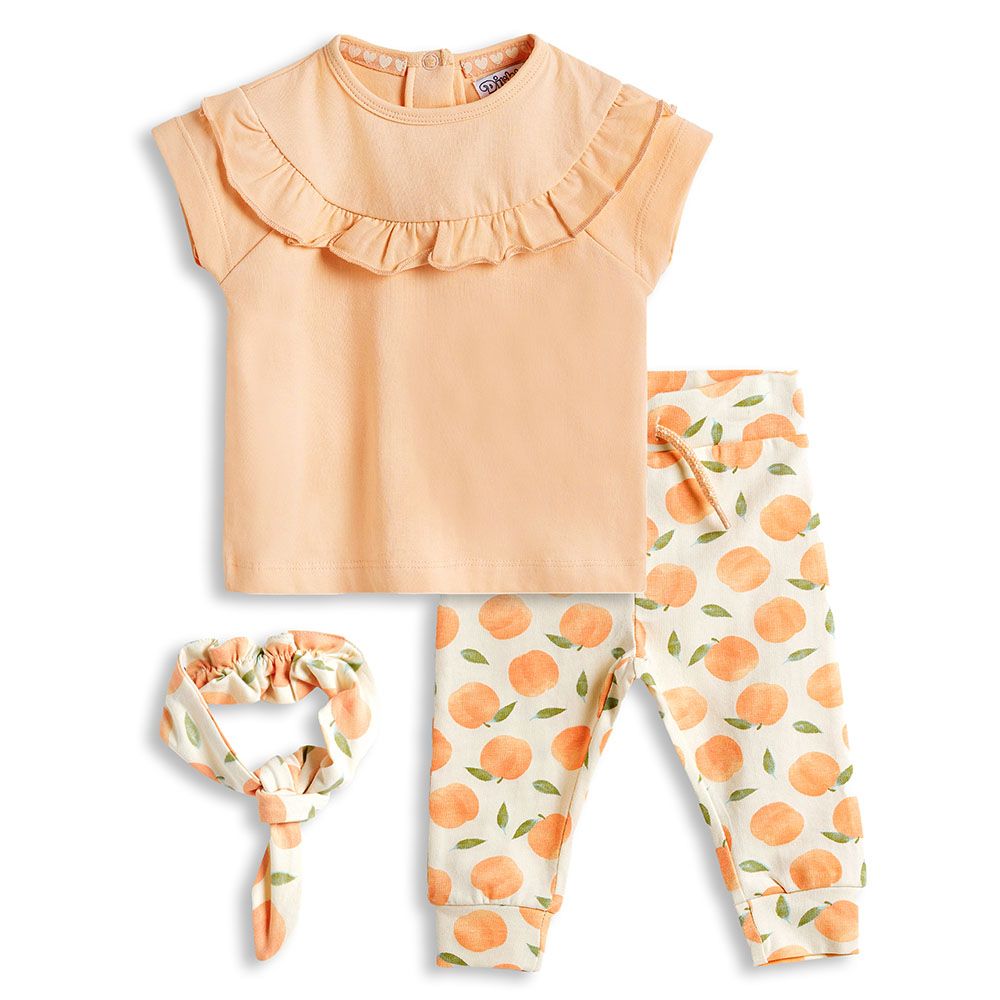 Dirkje - 2pc-Set - Babysuit And Headband - Peach