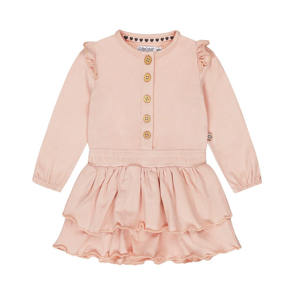 Dirkje - Girl's Layered Frill Dress - Blushed Pink