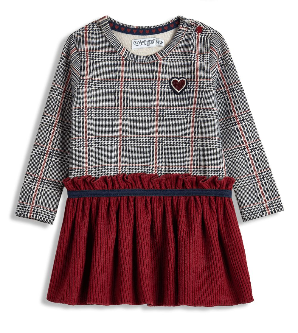 Dirkje - Girl's Long Sleeve Dress - Dark Red