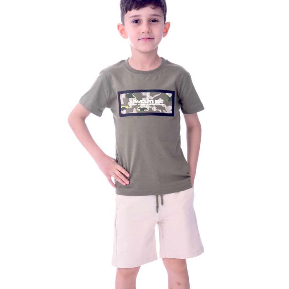 Victor and Jane - 2pc-Set - Adventure T-shirt & Shorts - Olive/Cream