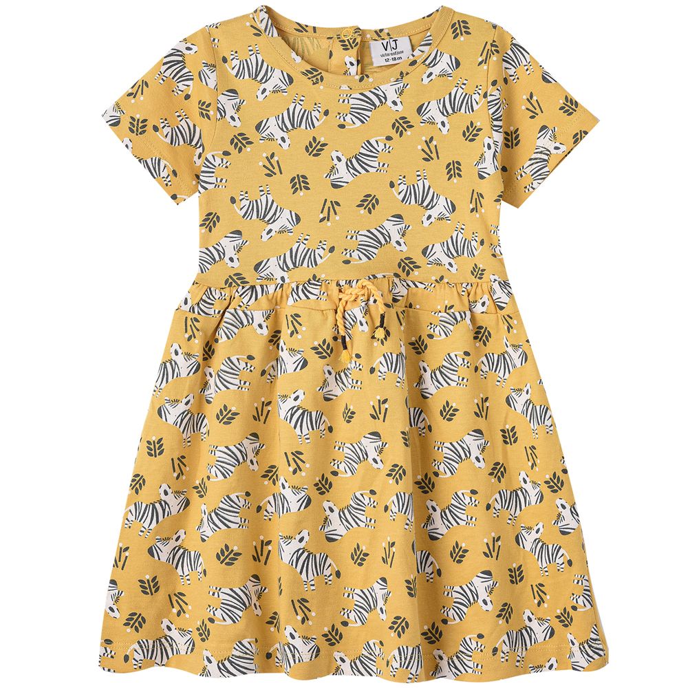 Victor and Jane - Baby Girls' Short Sleeve Tiered Skirt - Mustard