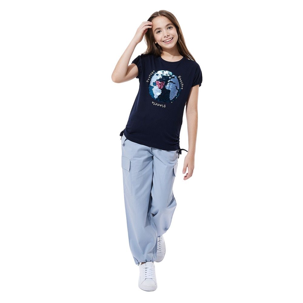 Victor and Jane - 2pc-Set - Girls T-Shirt And Cargo Pants - Blue