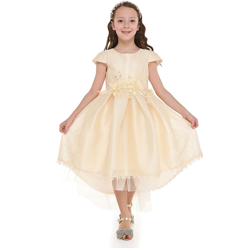 Victor and Jane - Girls High Low Tail Dress - Beige