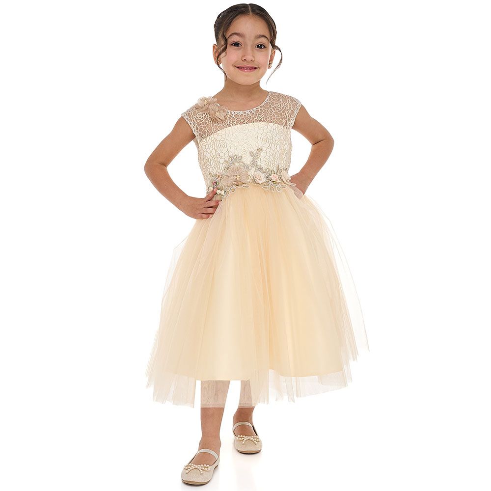 Victor and Jane - Lace And Tulle Dress - Beige