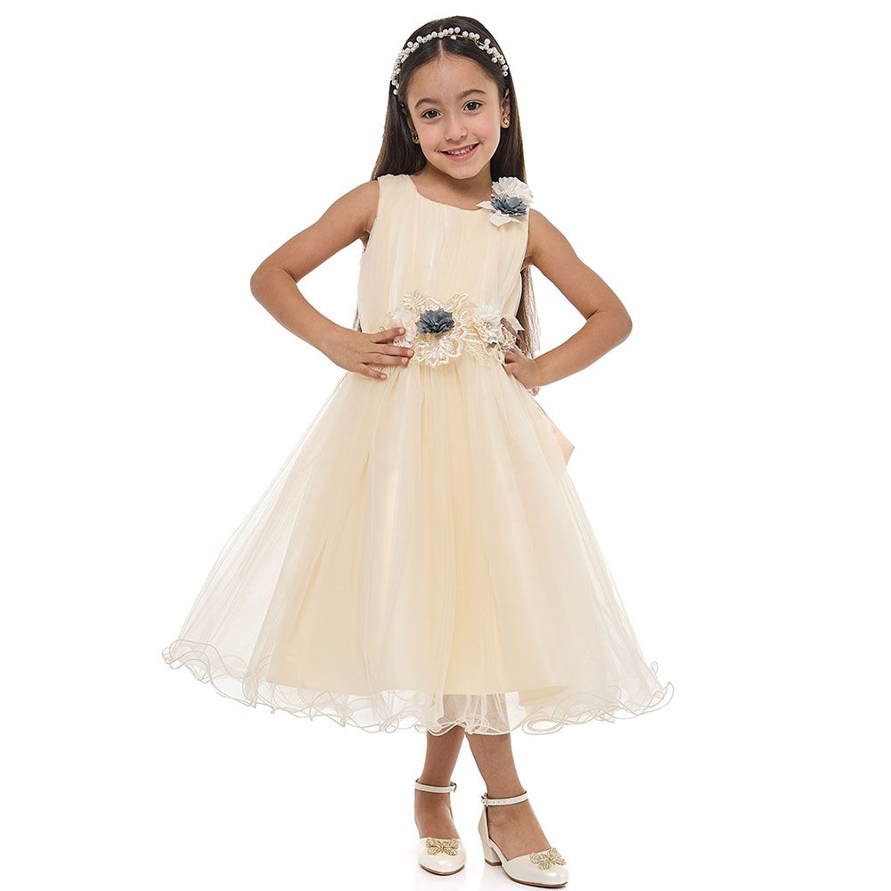 Victor and Jane - Girls Tulle Dress - Beige