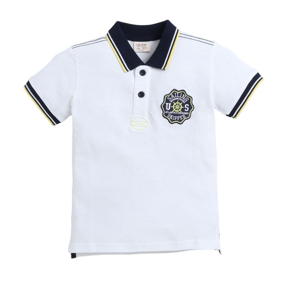 Victor and Jane - Junior Boys' Polo T-Shirt With Label - White