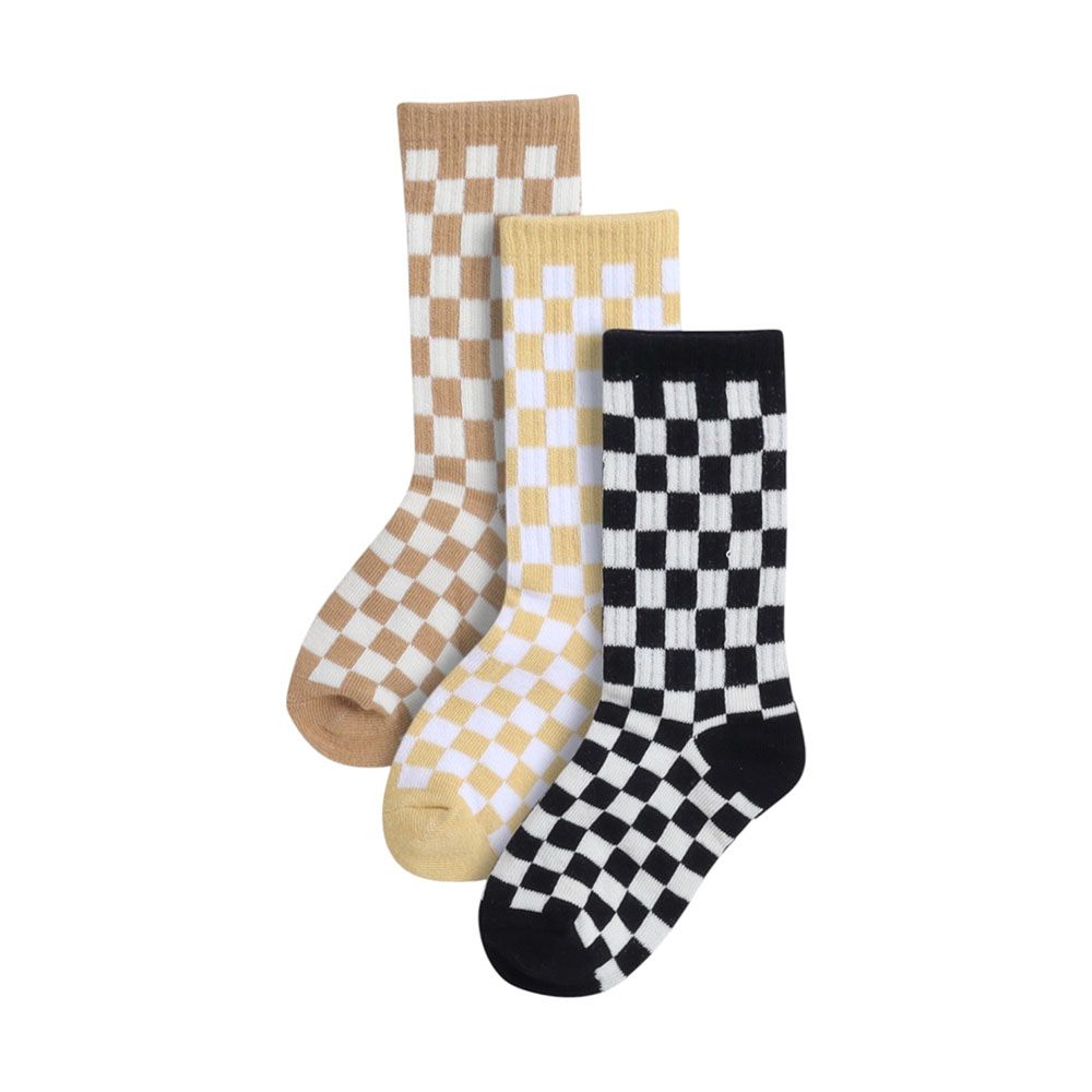 Victor And Jane - 3pc-Set - Boy's Jacquard Socks - Brown/Yellow/Black