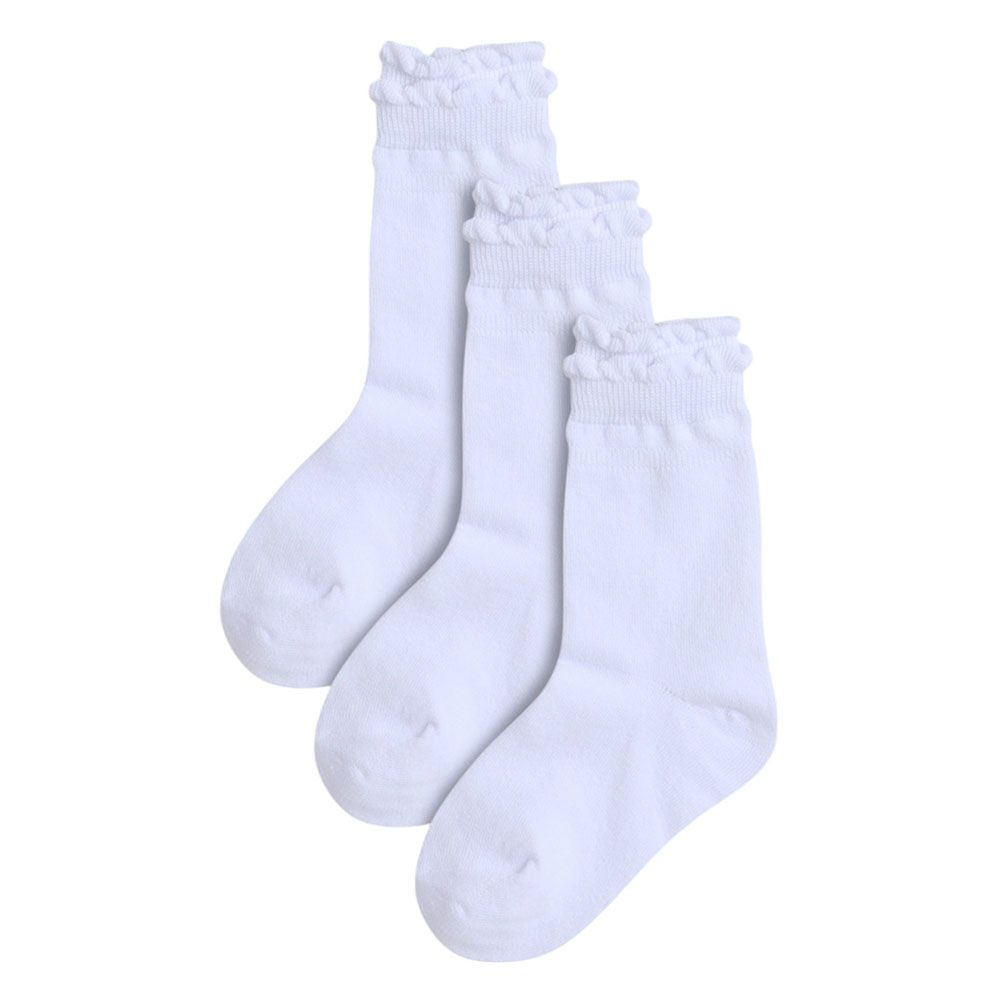 Victor and Jane - Girls Cuff Socks - Pack of 3 - White