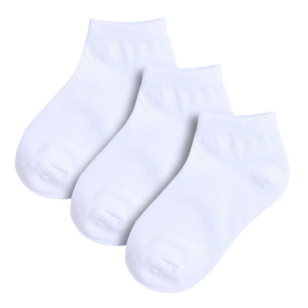 Victor And Jane - 3pc-Set - Boy's Short Plain Socks - White