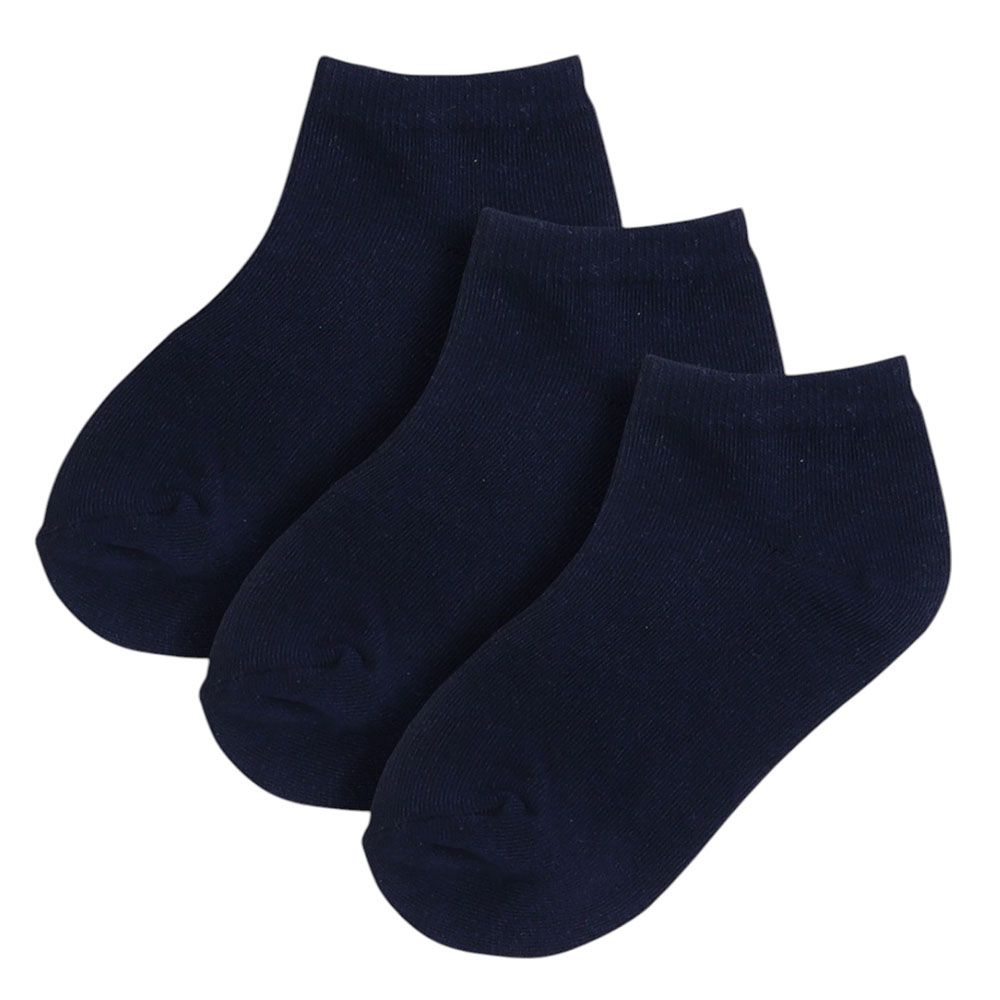 Victor And Jane - 3pc-Set - Boy's Plain Socks - Navy