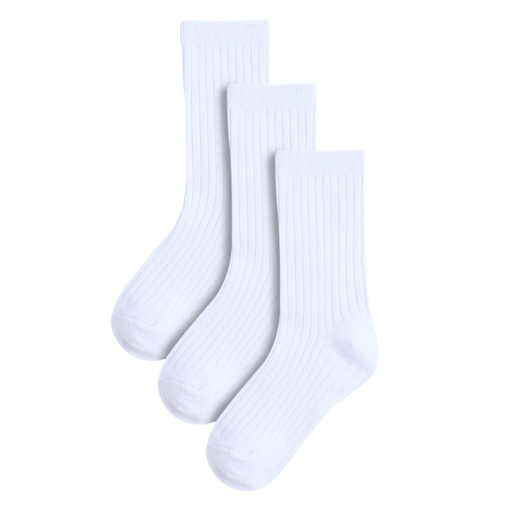 Victor And Jane - 3pc-Set - Boy's Rib Socks - White