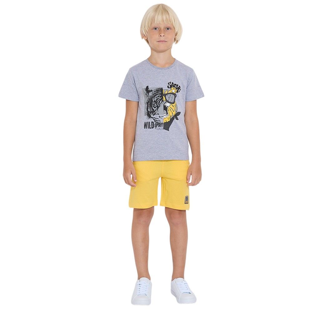 Victor and Jane - Junior Boys' 2pc-Set - Wild T-Shirt & Shorts Set - Grey & Yellow